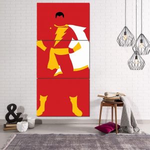 Captain Marvel Shazam Superhero Simple 3pc Wall Art Canvas Print