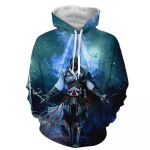 Assassin's Creed Ezio Epic Vibrant Blue Flame Design Hoodie