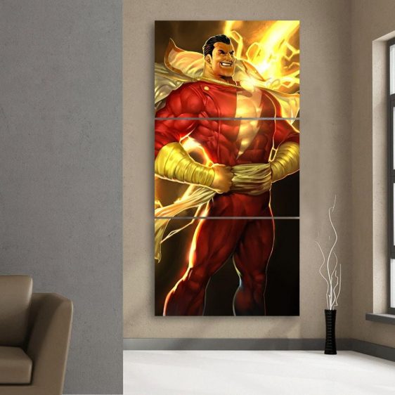 DC Comics Shazam Golden Vertical 3pc Wall Art Canvas Print