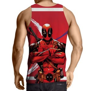 Deadpool Folding His Arms Dope Style Full Print Red Tank Top - Superheroes Gears