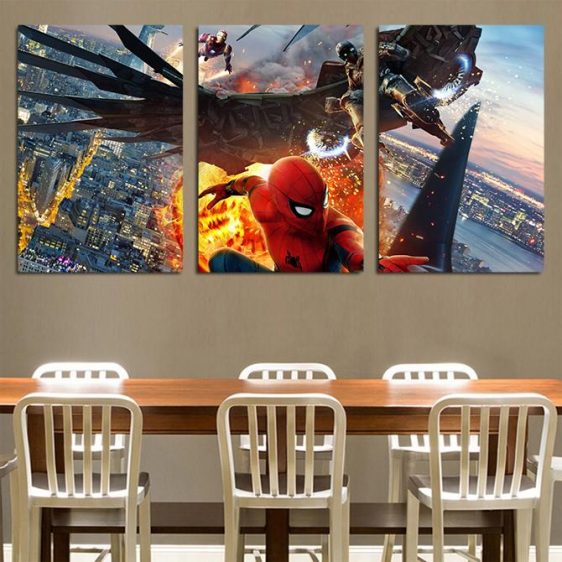Spider-Man Homecoming Vulture Ironman Iconic 3pc Wall Art Canvas Print