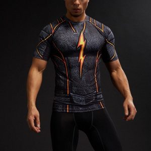 3D DC Superheroes Flash Compression Gym Costume Training T-shirt - Superheroes Gears