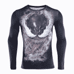 Marvel Venom Black Long Sleeves Compression Fitness T-Shirt