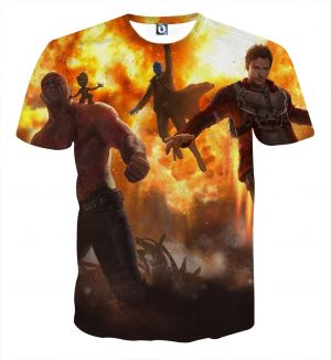 Guardians of the Galaxy Team Battle Vibrant Design T-shirt - Superheroes Gears