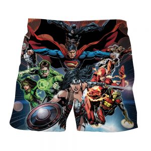 Justice League DC Comics Superheroes Team Cool Art Print Shorts - Superheroes Gears