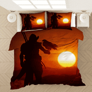Assassin's Creed Silhouette of Man Sunset Orange Bedding Set