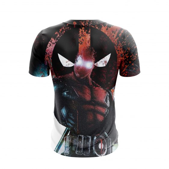 Awesome Deadpool Superhero Symbol & Glowing Eyes Red T-Shirt