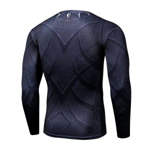 Black Panther Long Sleeves 3D Full Print Workout T-shirt - Superheroes Gears