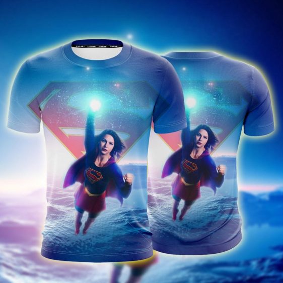 Cool Supergirl Kara Danvers Flying Superheroine Blue T-Shirt