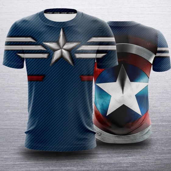 Captain America STRIKE Stealth Blue Suit With Shield T-Shirt