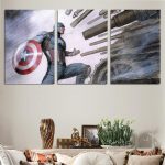 Captain America Vs Massive Weapons & Tanks 3pcs Canvas Print
