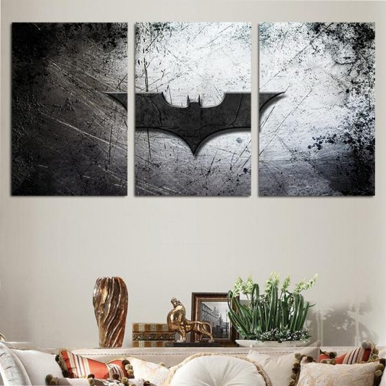 DC Comics Batman Black Bat Symbol 3pcs Wall Art Canvas Print