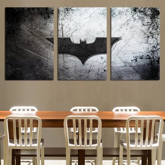 DC Comics Batman Black Bat Symbol 3pcs Wall Art Canvas Print