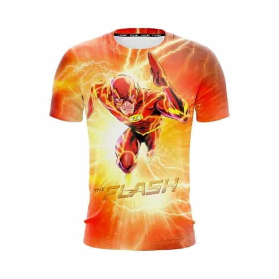 Flash The Fastest Man Alive Cartoon Design Orange T-Shirt