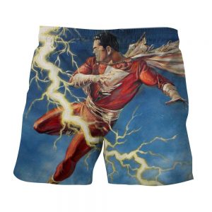 Flying Captain Marvel Shazam DC Comics Lightning Blue Chic Shorts