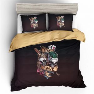 Harley Quinn And Joker Skull Mad Love Black Bedding Set