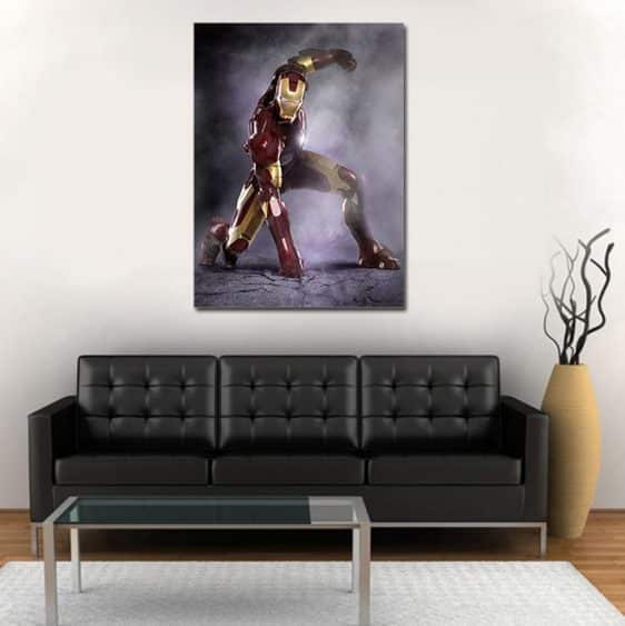 Iron Man Superhero Landing Pose 1pc Wall Art Canvas Print