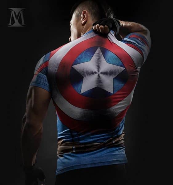 Captain America Civil War 3D Workout Compression Short Sleeves T-shirt - Superheroes Gears