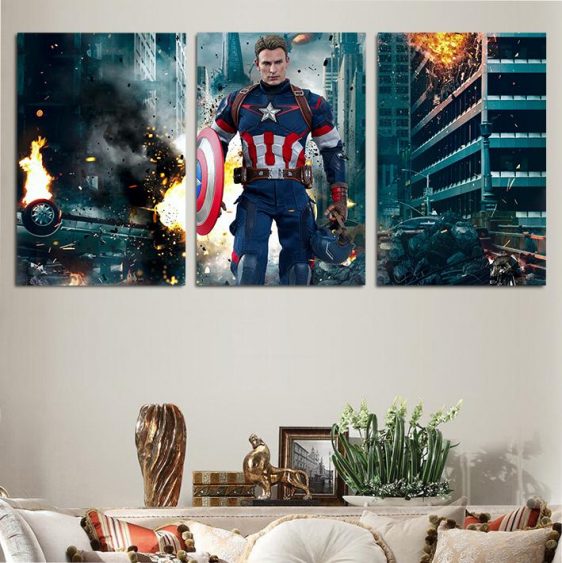 Marvel Avengers Captain America 3pcs Wall Art Canvas Print