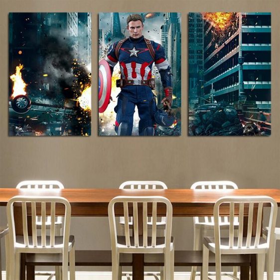 Marvel Avengers Captain America 3pcs Wall Art Canvas Print