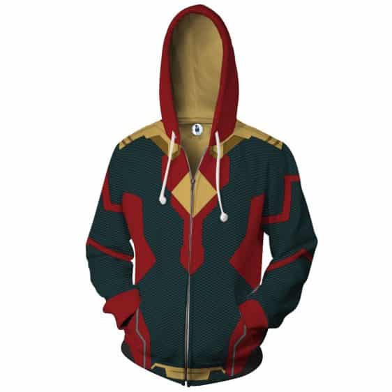 Marvel Avengers Vision Android Superhero Suit Zip Up Hoodie