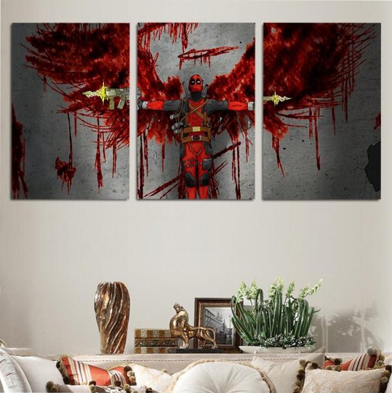 Marvel Deadpool Red Bloody Angel 3pcs Wall Art Canvas Print