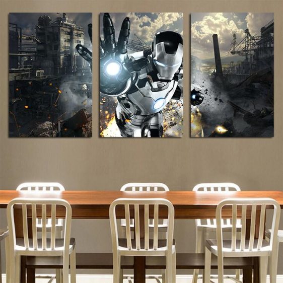 Marvel Iron Man Black & White Armor Mk. 42 3pcs Canvas Print