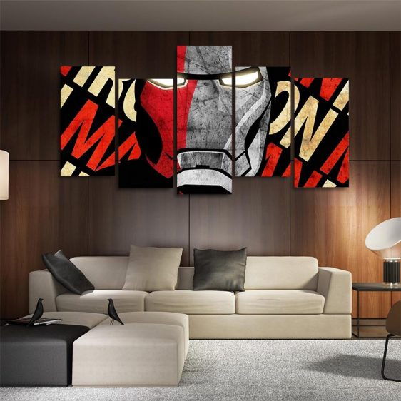 Marvel Red & Gray Iron Man Design 5pcs Wall Art Canvas Print