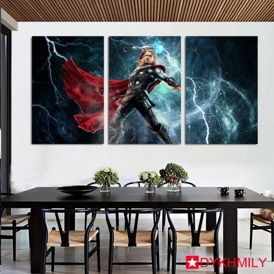 Marvel Thor The God Of Thunder 3pcs Wall Art Canvas Print