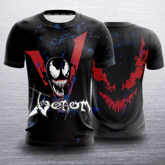 Marvel Venom Symbiote Scary Red Shadow Face Black T-Shirt