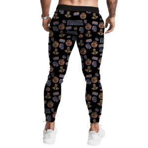 Marvel's Mad Titan Thanos Awesome Pattern Black Jogger Pants
