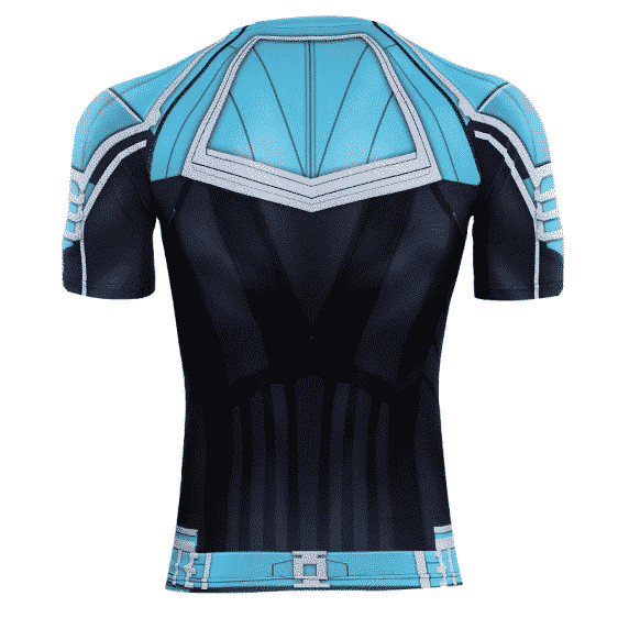 Captain Marvel Blue Short Sleeve Cosplay Compression T-Shirt