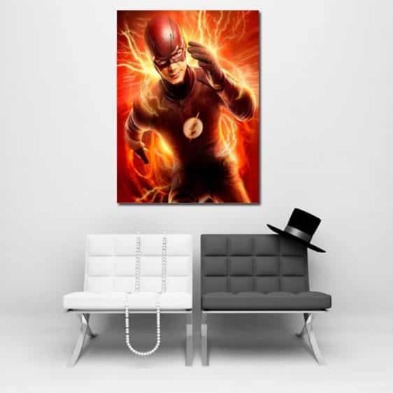 Running Flash Orange Lightning Effects 1pc Wall Art Canvas