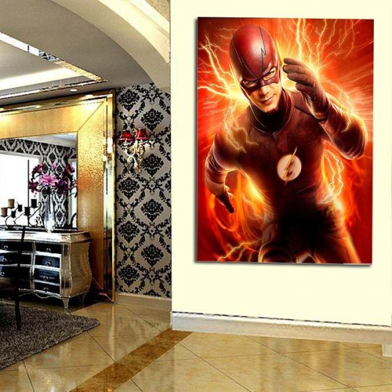 Running Flash Orange Lightning Effects 1pc Wall Art Canvas