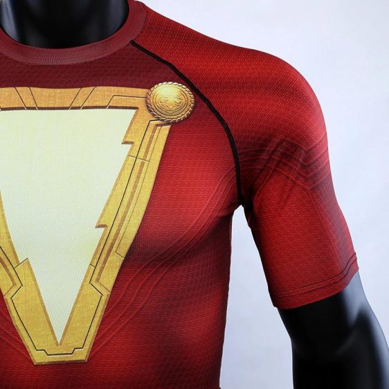 Shazam Red Short Sleeve Cosplay Costume Compression 3D Shirt