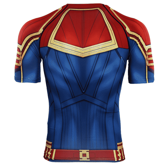 Red Captain Marvel Short Sleeves Cosplay Compression T-Shirt
