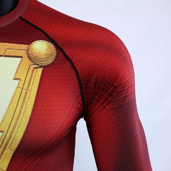 Shazam Red Long Sleeves Cosplay Costume Compression 3D Shirt