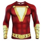 Red Shazam Long Sleeves Cosplay Costume Compression 3D Shirt