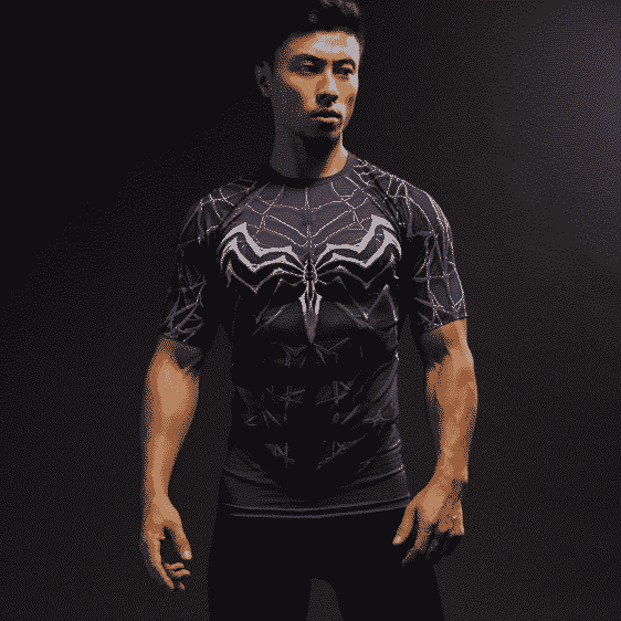 Marvel Venom Suit Short Sleeves Cosplay Compression 3D Shirt