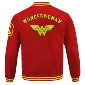 Wonder Woman Diana Prince Logo Minimalistic Red Letterman Jacket
