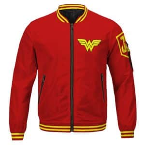 Wonder Woman Diana Prince Logo Minimalistic Red Letterman Jacket