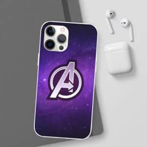 MCU Avengers Logo Purple Galaxy iPhone 12 Fitted Case