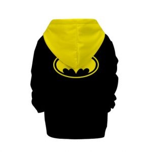 Classic Comic Batman Logo Black Yellow Kids Hoodie